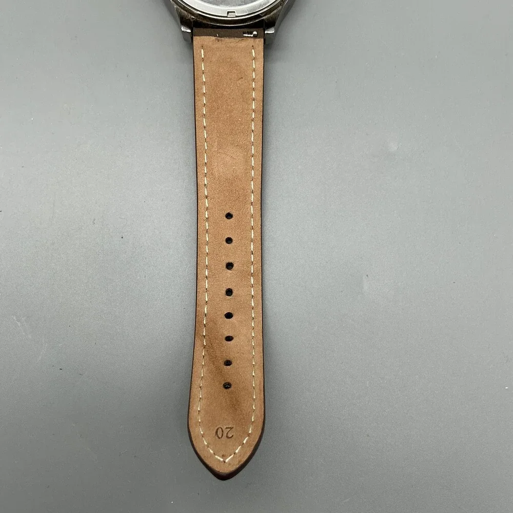 Dolce&Gabbana D&G Time Mens Watch 43mm Gray Dial Brown Leather Date New Battery